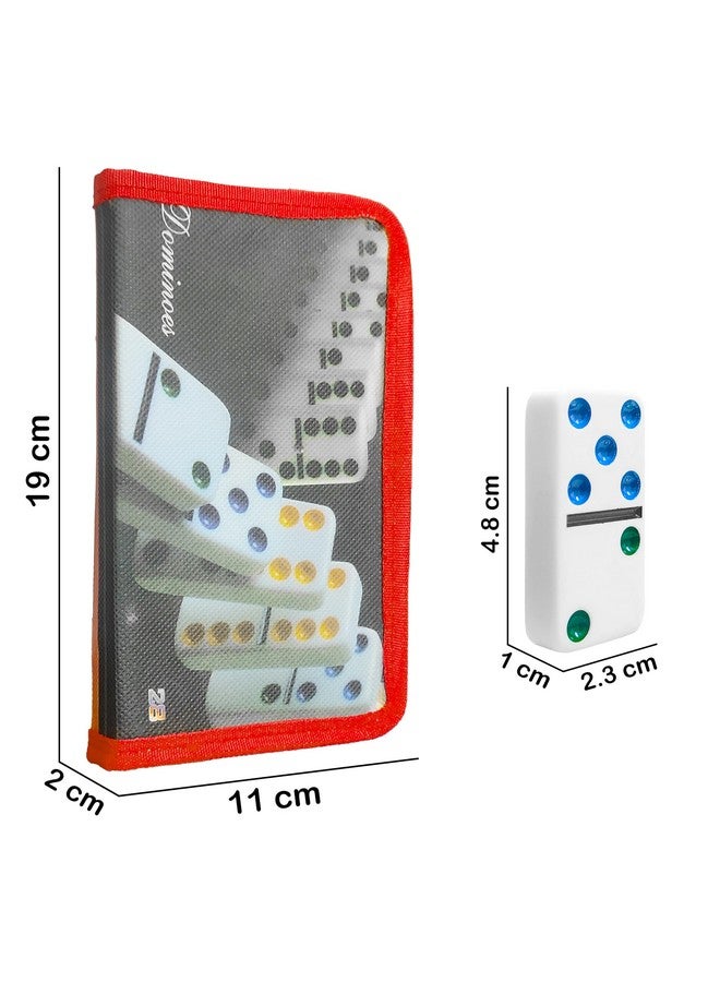 في جراسب مجموعة دومينو مزدوجة بستة ألوان من VGRASSP، 28 قطعة، للأطفال مع حقيبة سفر محمولة بسحاب - لعبة دومينو كلاسيكية للأطفال والكبار وليالي اللعب العائلية - اللون حسب المخزون (حقيبة بسحاب) - Image 3