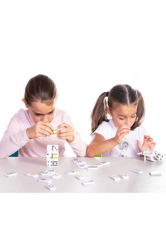 في جراسب مجموعة دومينو مزدوجة بستة ألوان من VGRASSP، 28 قطعة، للأطفال مع حقيبة سفر محمولة بسحاب - لعبة دومينو كلاسيكية للأطفال والكبار وليالي اللعب العائلية - اللون حسب المخزون (حقيبة بسحاب) - Image 4