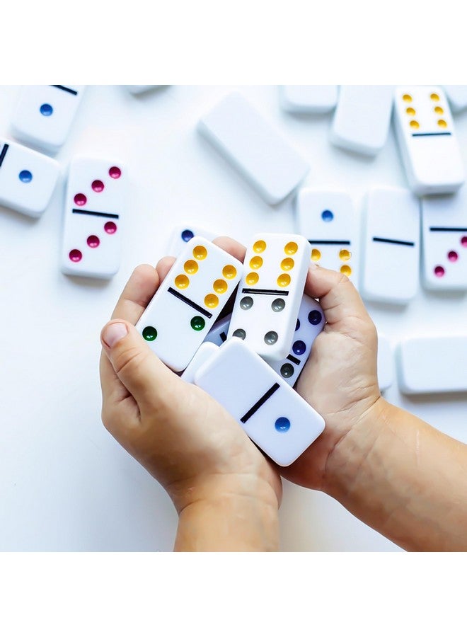 في جراسب مجموعة دومينو مزدوجة بستة ألوان من VGRASSP، 28 قطعة، للأطفال مع حقيبة سفر محمولة بسحاب - لعبة دومينو كلاسيكية للأطفال والكبار وليالي اللعب العائلية - اللون حسب المخزون (حقيبة بسحاب) - Image 2