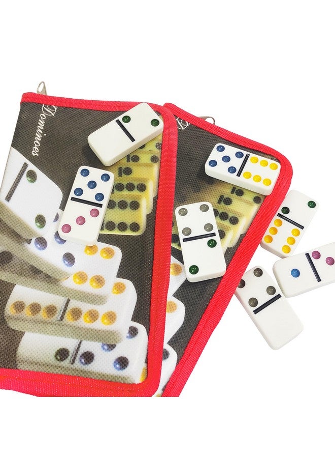 في جراسب مجموعة دومينو مزدوجة بستة ألوان من VGRASSP، 28 قطعة، للأطفال مع حقيبة سفر محمولة بسحاب - لعبة دومينو كلاسيكية للأطفال والكبار وليالي اللعب العائلية - اللون حسب المخزون (حقيبة بسحاب) - Image 5