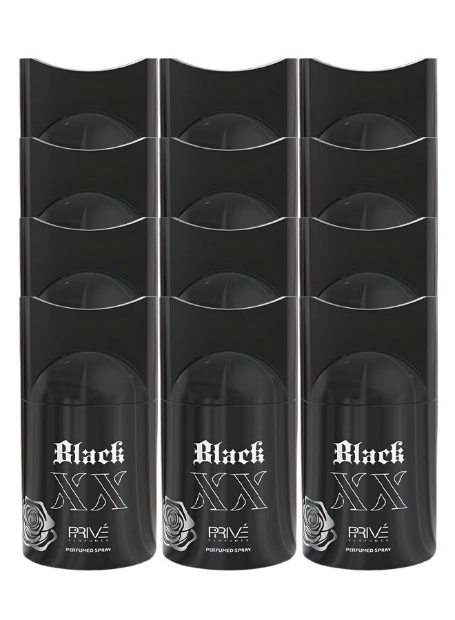 PRIVE 12 Pieces Black XX Perfumed Deodorant Spray 250ml - Image 1