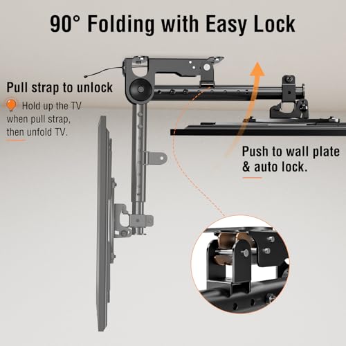 ELIVED Flip Down Ceiling TV Mount for Most 14-40 Inch TVs, Floding TV Mount for Flat and Pitched Roof, Height Adjustable Full Motion tv Bracket 360° Swivel, Max VESA 200x200mm, up to 22 Lbs, YD3030 - Image 4