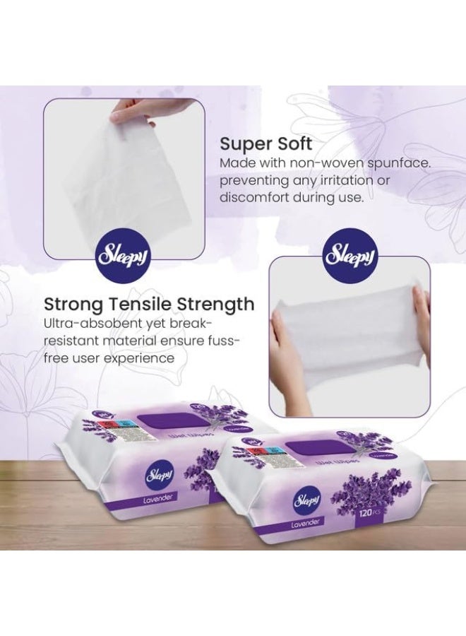 Sleepy Baby Care Wet Wipes, Lavender, 720 Sheets, 120 X 6 Pack - Image 2