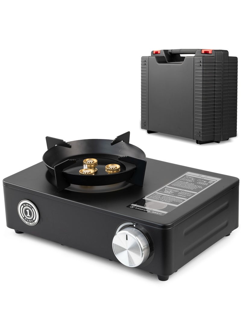 Generic Portable Butane Gas Stove 3500W High Power Windproof Camping Stove - Magnetic Adapter, Compact Design with Carry Case for Outdoor Cooking, BBQ, Hiking - Image 1