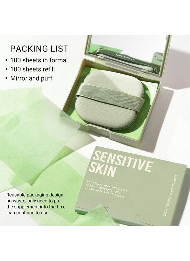 KYDA KYDA 200 Sheets Oil Blotting Paper with Mirror and Puff, Refills Included, Face Oil Absorbing Sheets, Oil Control Paper, Absorb Excess Oil, Makeup Friendly  - Image 2