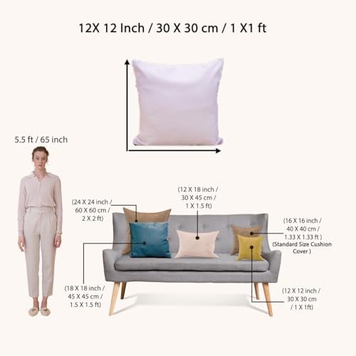 BRICK HOME Set of 5 Polycotton Printed Cushion Covers 12x12 Inches | Pastel Floral Pattern on Beige Stripes | Soft Fabric Decorative Pillow Covers for Sofa, Couch & Living Room - Image 4