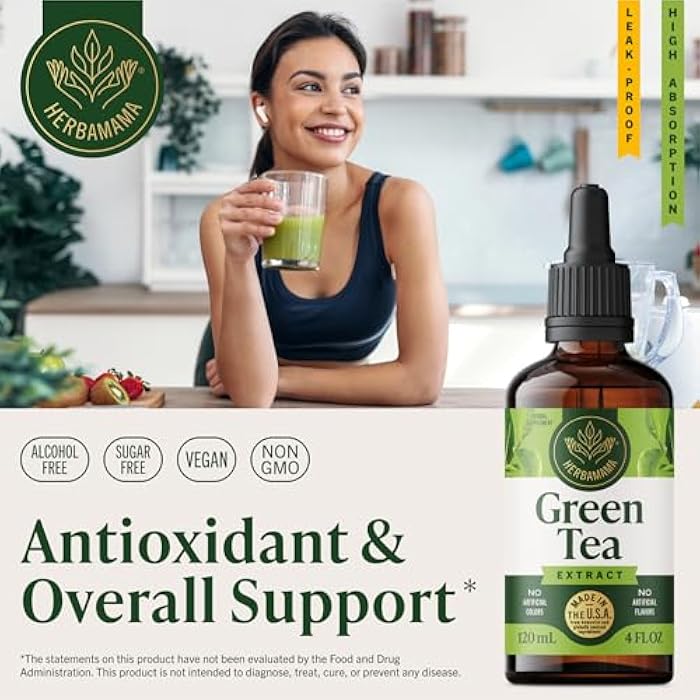 HERBAMAMA Green Tea Extract - 500 mg Camellia Sinensis per Serving - Vegan, Alcohol & Sugar-Free, 84-Day Supply - Image 5
