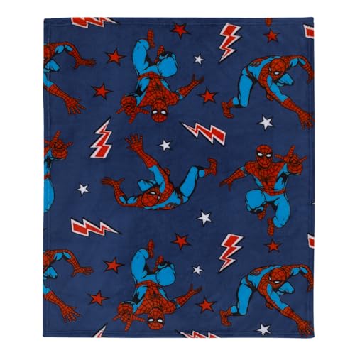 NoJo Marvel Spiderman Blue, Red and White Super Soft Plush Baby Blanket - Image 3