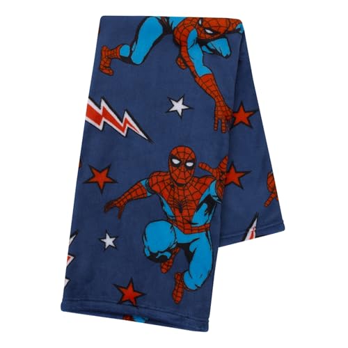 NoJo Marvel Spiderman Blue, Red and White Super Soft Plush Baby Blanket - Image 2