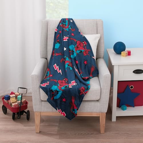NoJo Marvel Spiderman Blue, Red and White Super Soft Plush Baby Blanket - Image 4
