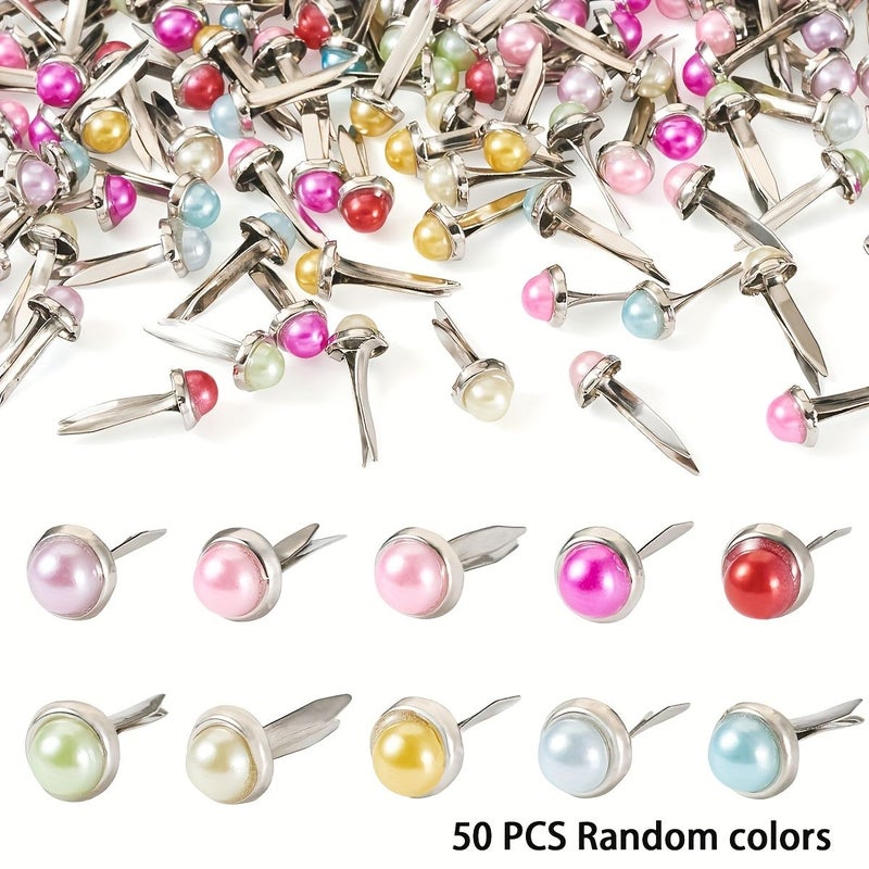 30 50 Pcs Round Color Paper Fasteners 0 59 x 0 47 Inch for Scrapbooking Art Craft Decoration - Image 1
