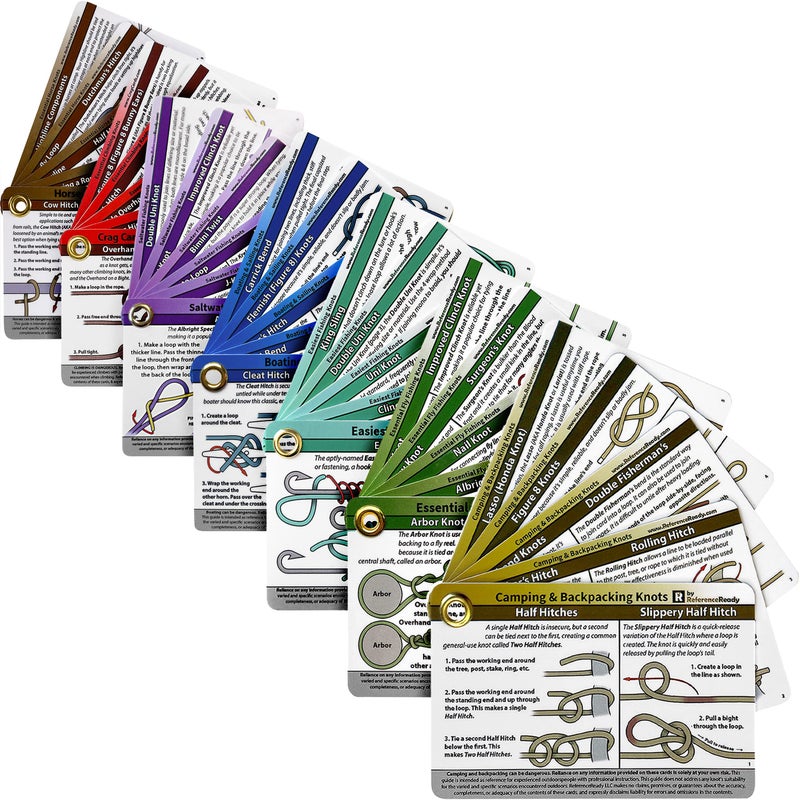 ReferenceReady Complete Knot Card Bundle - 7 Pocket Guides Show How to Tie 76 Knots | Includes a Waterproof Booklet for Outdoors, Boating, Climbing, Horse, Fishing, Fly Fishing, and Saltwater Fishing - Image 1