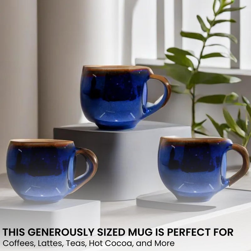 KITTENS Ceramic Tea Cup Set of 6, Microwave and Dishwasher Safe, Food Grade Material, 140ml, Metallic Blue - Image 2