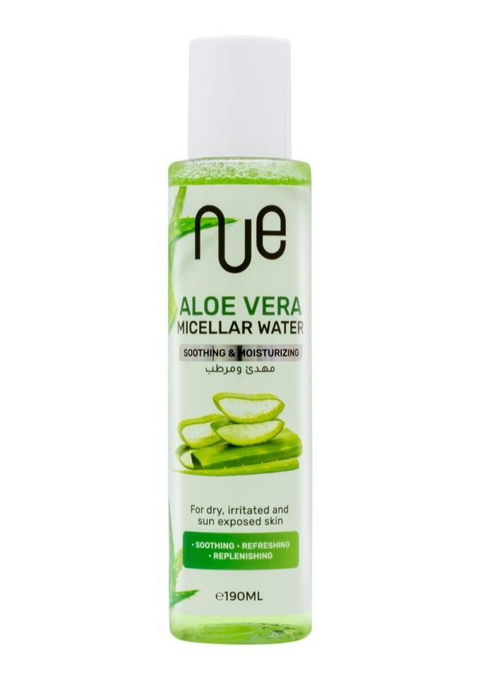 Nue Nue Aloe Vera Soothing Moisturizing Face Pack Set Skin Care Bundle - Micellar Cleansing Water 190ml, Toner 190ml, Face Cream 150ml  - Image 2