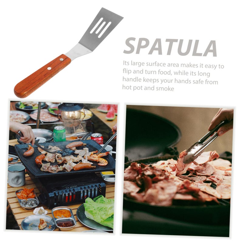 Stainless Steel Spatula With Wooden Handle Nonstick Turner For Kitchen Steak Fish Pizza - Image 4