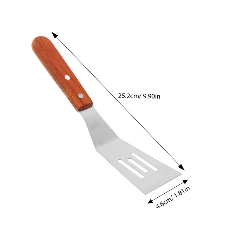 Stainless Steel Spatula With Wooden Handle Nonstick Turner For Kitchen Steak Fish Pizza - Image 3