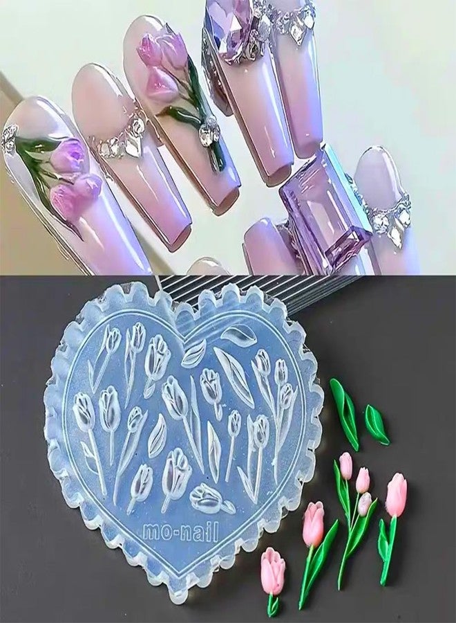 LIFOOST Tulip Flowers Silicone Molds 3D Gel Manicure Carving Mould Floral Nail Stencils Spring Summer Flowers Carved Nail Tools - Image 3