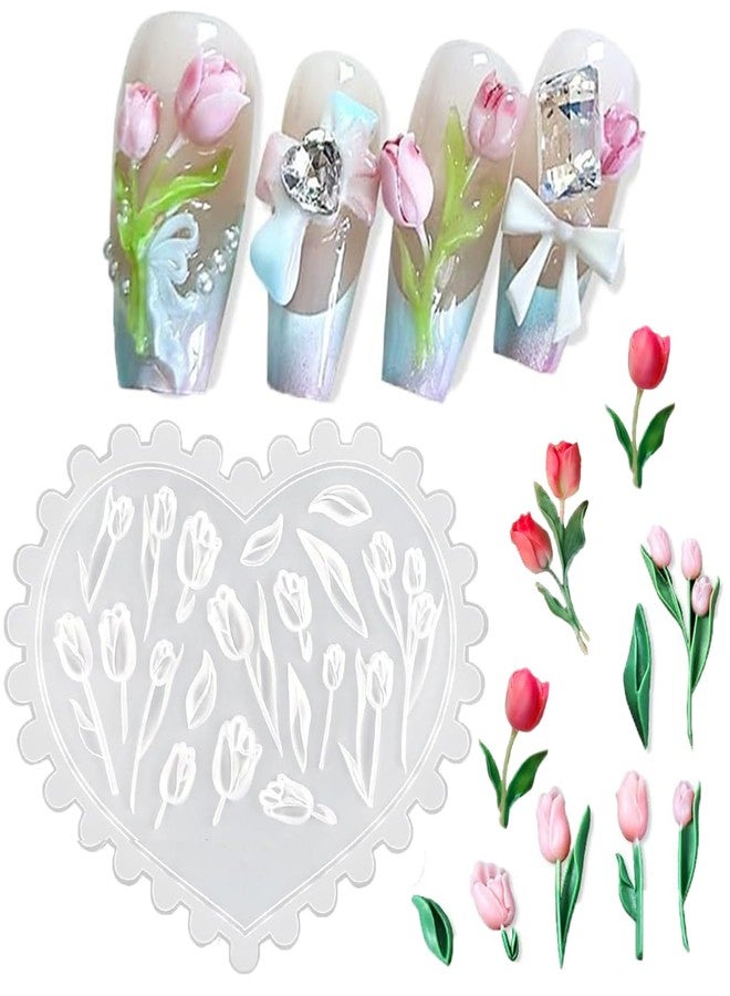 LIFOOST Tulip Flowers Silicone Molds 3D Gel Manicure Carving Mould Floral Nail Stencils Spring Summer Flowers Carved Nail Tools - Image 1