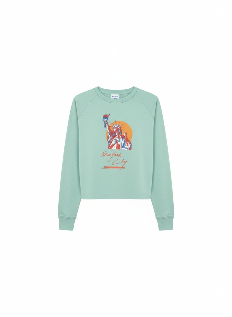 U.S Apparel Women’s Mint Green “New York City” Graphic Sweatshirt – Casual Cotton Blend Pullover - Image 3