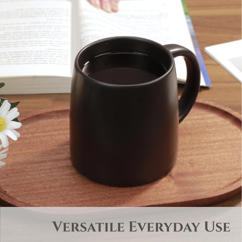 LINVIA Classic Mug, 14 oz Large Coffee Mug with Handle, Ceramic Porcelain Tea Cup, Smooth Matte (Sliding Lid, Black) - Image 4