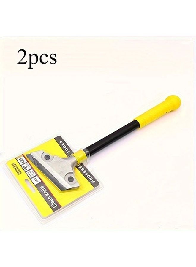 2pcs Yellow Heavy Duty Aluminum Multi Purpose Scraper Set For Glass Floor Wall Adhesive Removal Tile Cleaning - Image 1