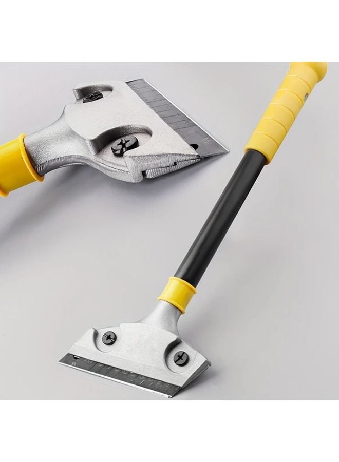 2pcs Yellow Heavy Duty Aluminum Multi Purpose Scraper Set For Glass Floor Wall Adhesive Removal Tile Cleaning - Image 2