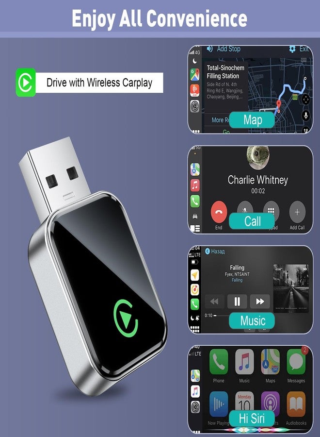 UANTIN Wireless CarPlay Adapter 2025 Upgrade Wired CarPlay to Wireless, Mini USB Design for Cars with Built-in Wired Apple Car Play Plug and Play Easy Use Fast Stable Connection for iPhone - Image 5