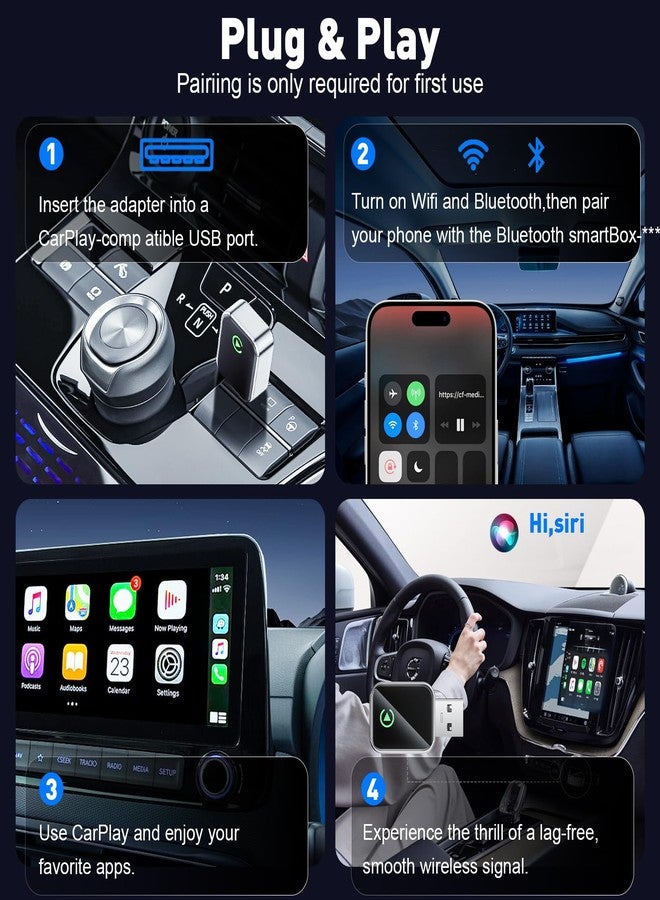 UANTIN Wireless CarPlay Adapter 2025 Upgrade Wired CarPlay to Wireless, Mini USB Design for Cars with Built-in Wired Apple Car Play Plug and Play Easy Use Fast Stable Connection for iPhone - Image 2