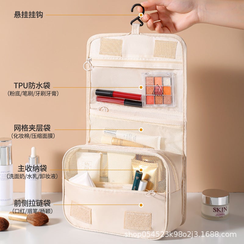 Folding Storage Dry And Wet Separation Hook Bag Large Capacity Portable Travel Simple Girly Heart Cosmetic Bag Toiletry Bag - Image 3