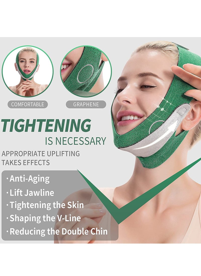 KASTWAVE Double Chin Reducer, V Line Lifting Mask, Breathable Face Slimming Strap, Reusable V-Line Face Shapes Chin Cheek Lift Up Anti Wrinkle Lifting Belt for Women Men (Green)  - Image 2