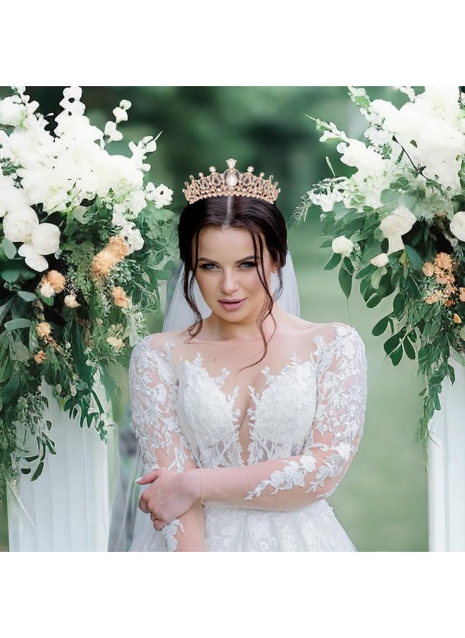 Shining Diva Fashion - Shining Diva Fashion Crystal Tiara and Crown for Women Stylish Headband Crowns with Comb Tiaras for Girls Kids Queen Princess Wedding Bridal Birthday Gift Hair Accessories (Rose Gold) (15870hb) - Image 1