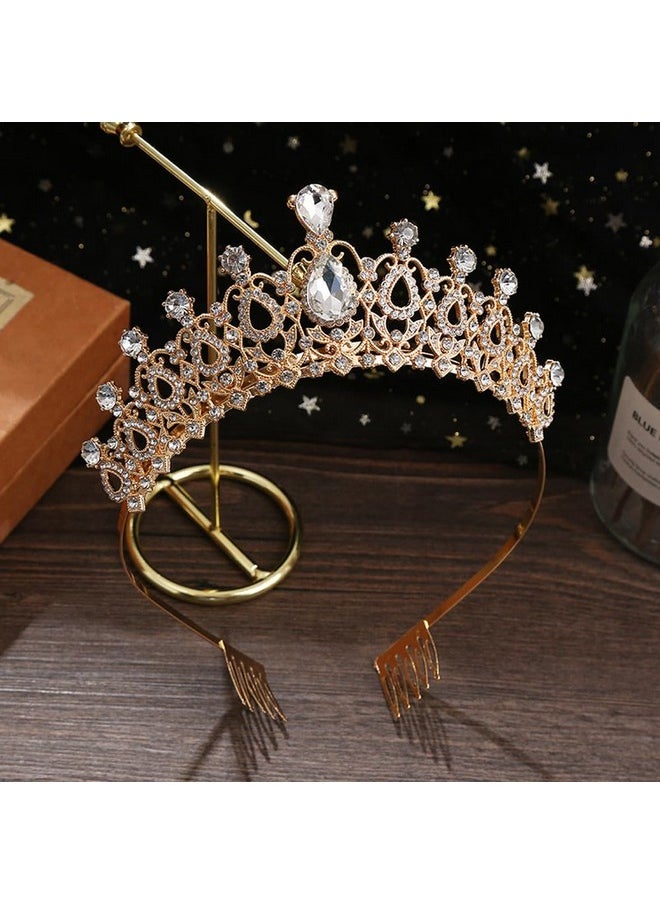 Shining Diva Fashion - Shining Diva Fashion Crystal Tiara and Crown for Women Stylish Headband Crowns with Comb Tiaras for Girls Kids Queen Princess Wedding Bridal Birthday Gift Hair Accessories (Rose Gold) (15870hb) - Image 1