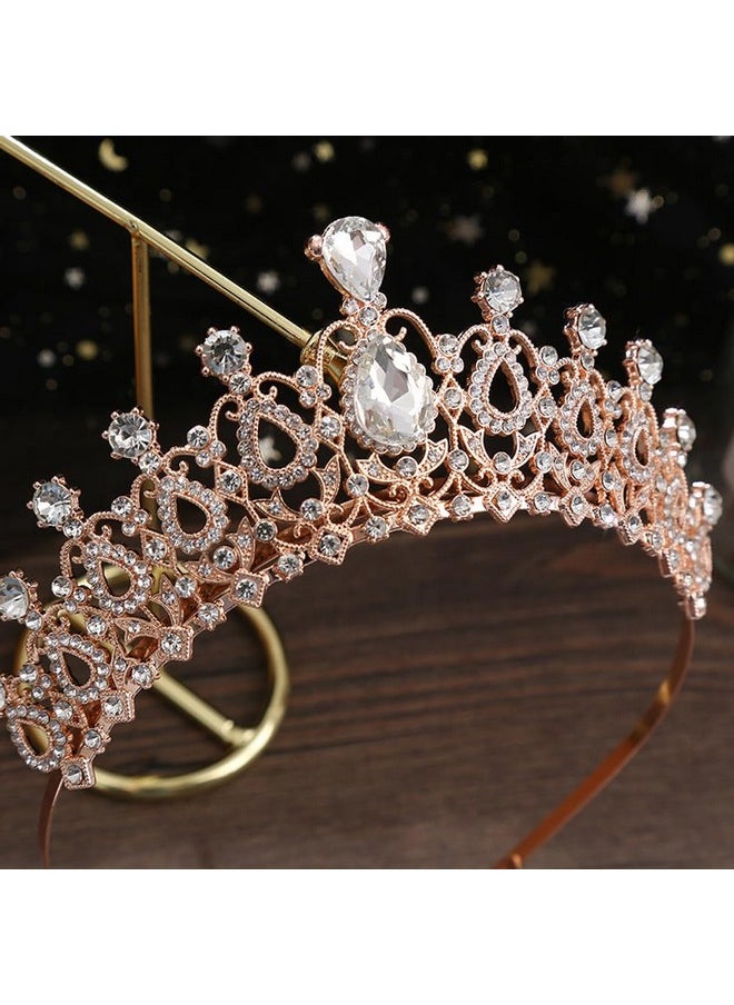 Shining Diva Fashion - Shining Diva Fashion Crystal Tiara and Crown for Women Stylish Headband Crowns with Comb Tiaras for Girls Kids Queen Princess Wedding Bridal Birthday Gift Hair Accessories (Rose Gold) (15870hb) - Image 1