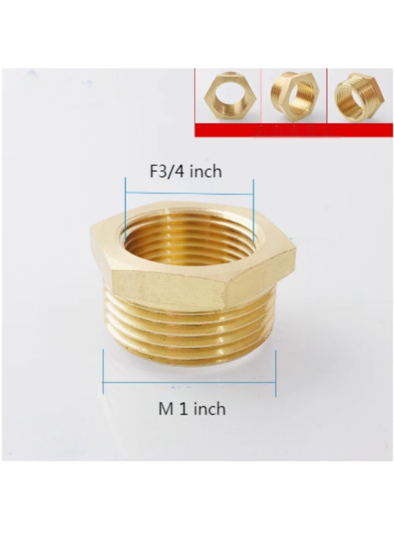 GA (2 pcs set) Brass Reducer Bush Bsp Male1 inch Thread To Female 3/4 inc Thread Reducing Bush Hex Reducer Bushing  M 1 Inch*F3/4inch - Image 3