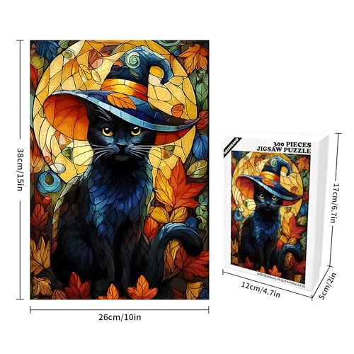 Artinhand Great Jigsaw Puzzles for Adults 300 Pieces Halloween Black Cat Puzzles for Adults Toys Gift Family Decoration Kids Puzzle - Image 5