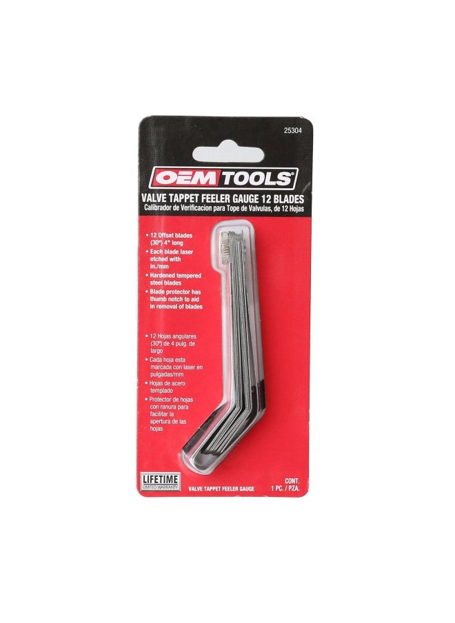 OEMTOOLS - Oemtools 25304 12-Blade Gauge Value Tap Feeler  Motorcycle Feeler Gauge Set  Spark Plug Feeler Gauge  Angled Feeler Gauge Set  Go And No Go Gauges  Valve Tappet Feeler Gauge - Image 1