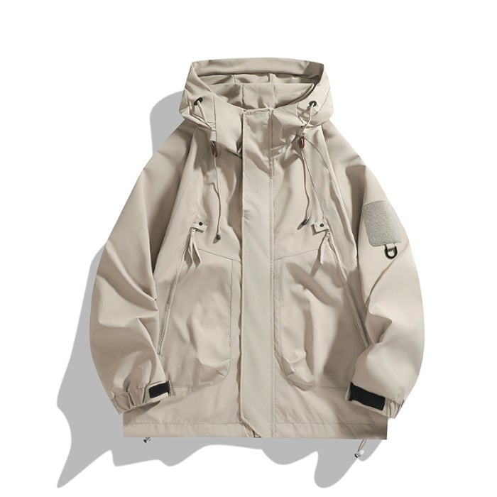 Mens Waterproof Windbreaker Autumn Jacket Khaki - Image 1