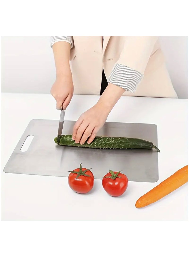جست كواليتي لوح تقطيع من الفولاذ المقاوم للصدأ عالي الجودة - مزدوج الجوانب، مقاوم للعفن، مثالي للفواكه والخضروات، مثالي للاستخدام في المنزل والمطعم - Image 2