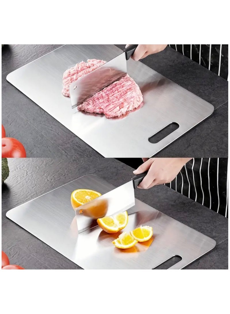جست كواليتي لوح تقطيع من الفولاذ المقاوم للصدأ عالي الجودة - مزدوج الجوانب، مقاوم للعفن، مثالي للفواكه والخضروات، مثالي للاستخدام في المنزل والمطعم - Image 4