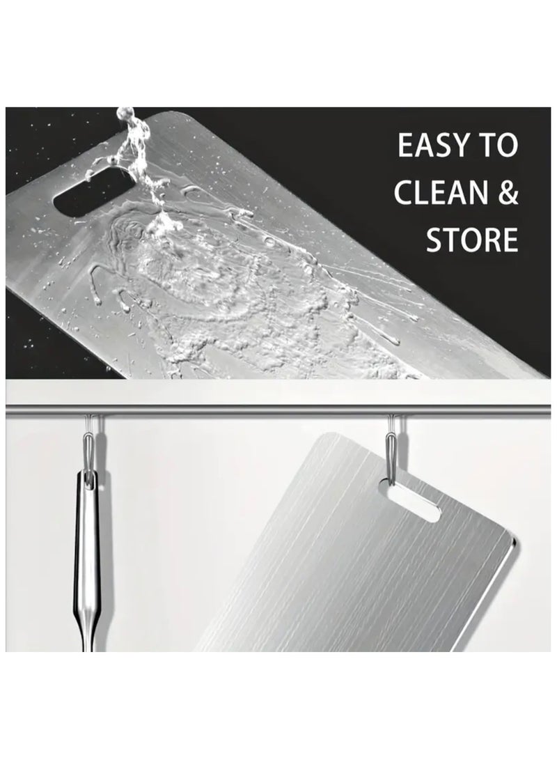 جست كواليتي لوح تقطيع من الفولاذ المقاوم للصدأ عالي الجودة - مزدوج الجوانب، مقاوم للعفن، مثالي للفواكه والخضروات، مثالي للاستخدام في المنزل والمطعم - Image 5