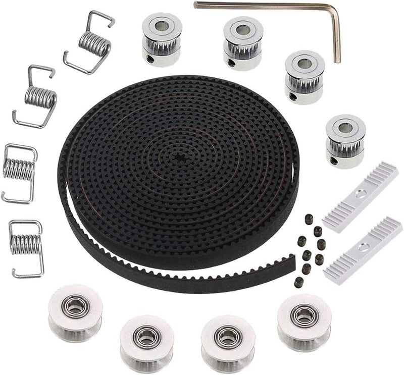 KeeYees 5M GT2 Timing Belt 6mm Width + 20 Teeth 5mm Bore Belt Pulley Wheel + Idler + Tensioner Spring Torsion + Gear Clamp Mount Block with Allen Wrench for 3D Printer RepRap - Image 1