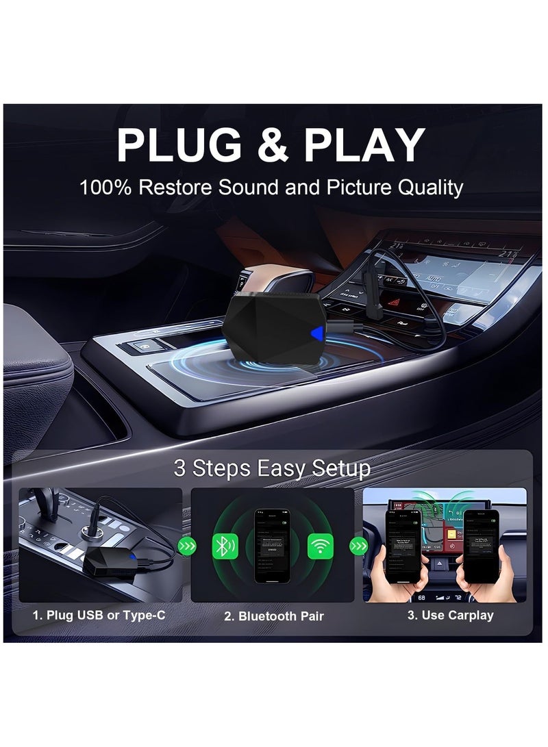 Wireless Carplay Adapter for Apple, Carplay Wireless Adapter Convert Wired to Wireless, Plug & Play Auto Connect Fast Easy Use Fit for Cars from 2016 & iPhone iOS 10+  - Image 2