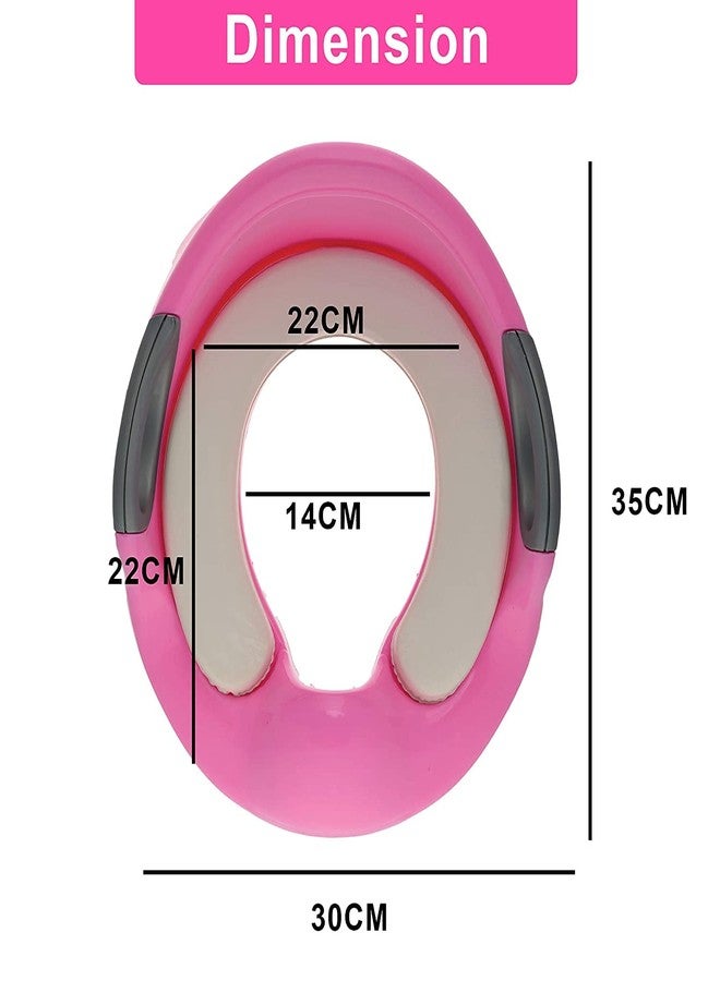 BLEQYS® Potty Training Seat for Kids Toddlers Boys Girls Toilet Seat for Baby with Cushion Handle and Backrest BLEQYS Toilet Training Seat for Baby Kids Toddlers (White, Pink) - Image 5