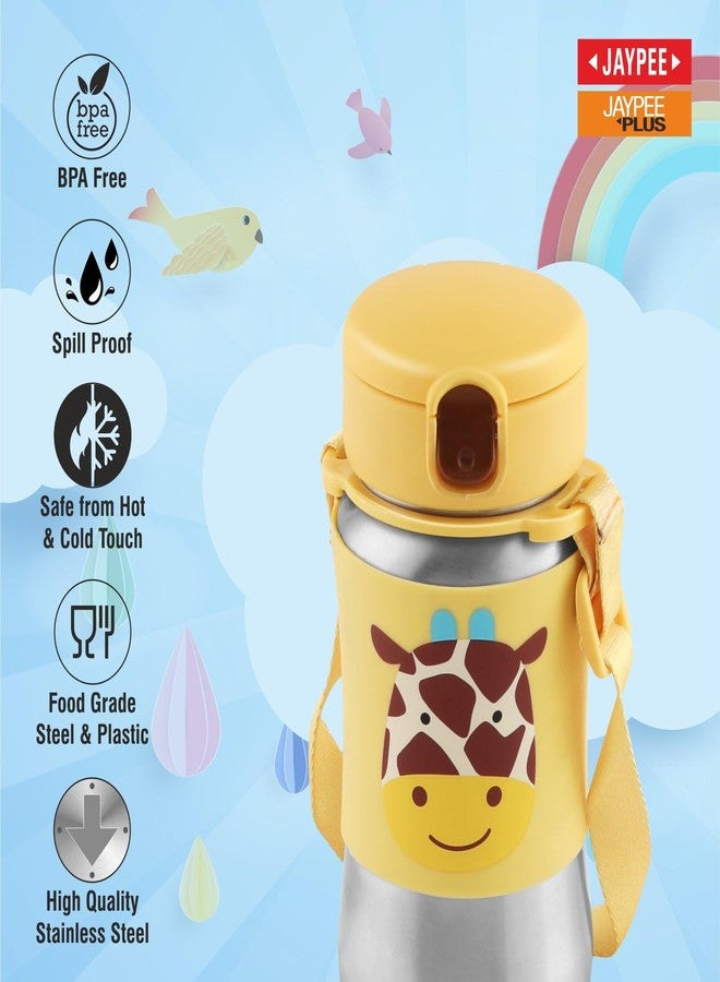 JAYPEE Lil Buds Baby Sipper Bottle For Kids |Food Grade Inner Stainless Steel With Straw|Better Grip With Silicone Cladding|Adjustable Strap For Easy Carry|Drinking Sipper, Yellow ,350 Ml - Image 3