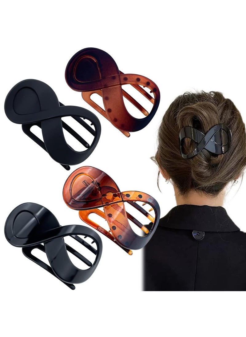 Goolsky 4 Pcs French Flat Hair Clips, 3.35 Inch Curved Hair Claw Alligator Hair Clips Volume Strong Hold Banana Barrettes Hair Clamps Jaw Clips for Women  - Image 1