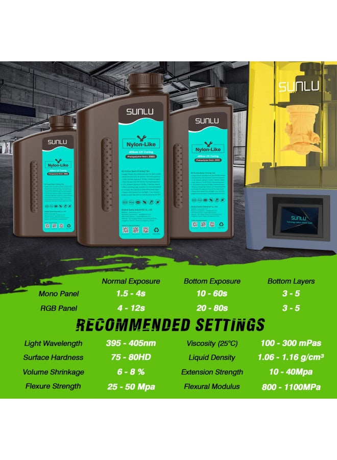 SUNLU 3D Printer Resin, Strong Durable Nylon Like 3D Resin for LCD DLP SLA Resin 3D Printers, 395-405nm UV Light Curing 3D Printing Liquid Photopolymer Resin, Good for Functional Parts, 1000g, Black - Image 5