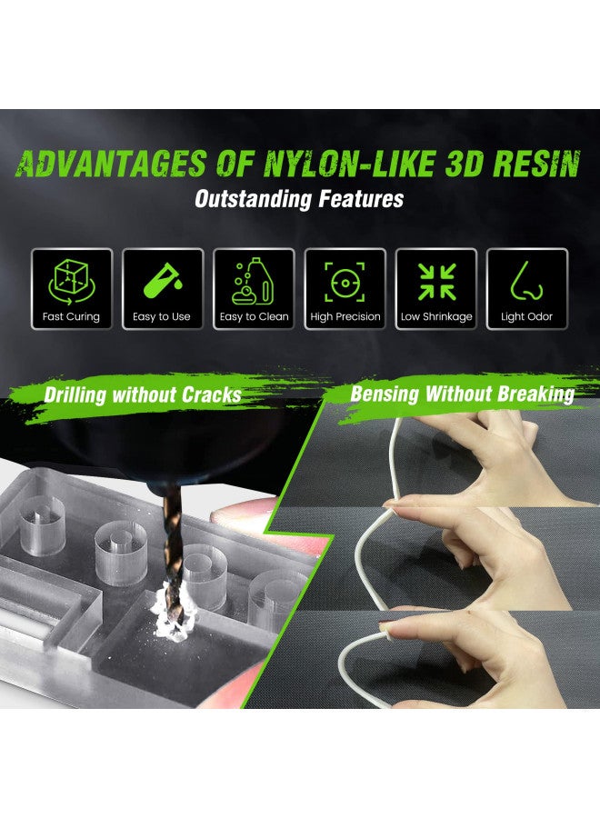 SUNLU 3D Printer Resin, Strong Durable Nylon Like 3D Resin for LCD DLP SLA Resin 3D Printers, 395-405nm UV Light Curing 3D Printing Liquid Photopolymer Resin, Good for Functional Parts, 1000g, Black - Image 3