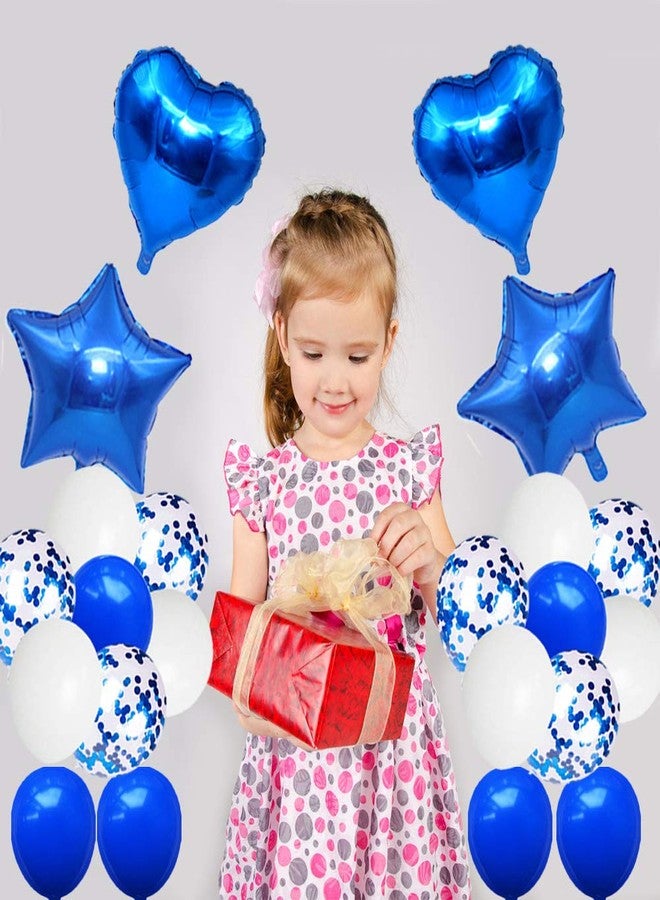 Huture 6th Birthday Party Supplies - Blue Foil Balloons, Happy Birthday Banner Kit, Decoration with White Blue Latex Confetti and Star Foil Balloons - Great Gift for Girls & Boys - Image 3