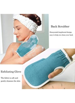 Generic 3Pcs Exfoliating Body Scrubber Set Includes Back Scrubber Bath Glove and Shower Bath Sponge Loofah For Women and Men Shower Deep Clean and Vitalize Your Skin 32.5 x 3.7 Inch Green  - Image 3
