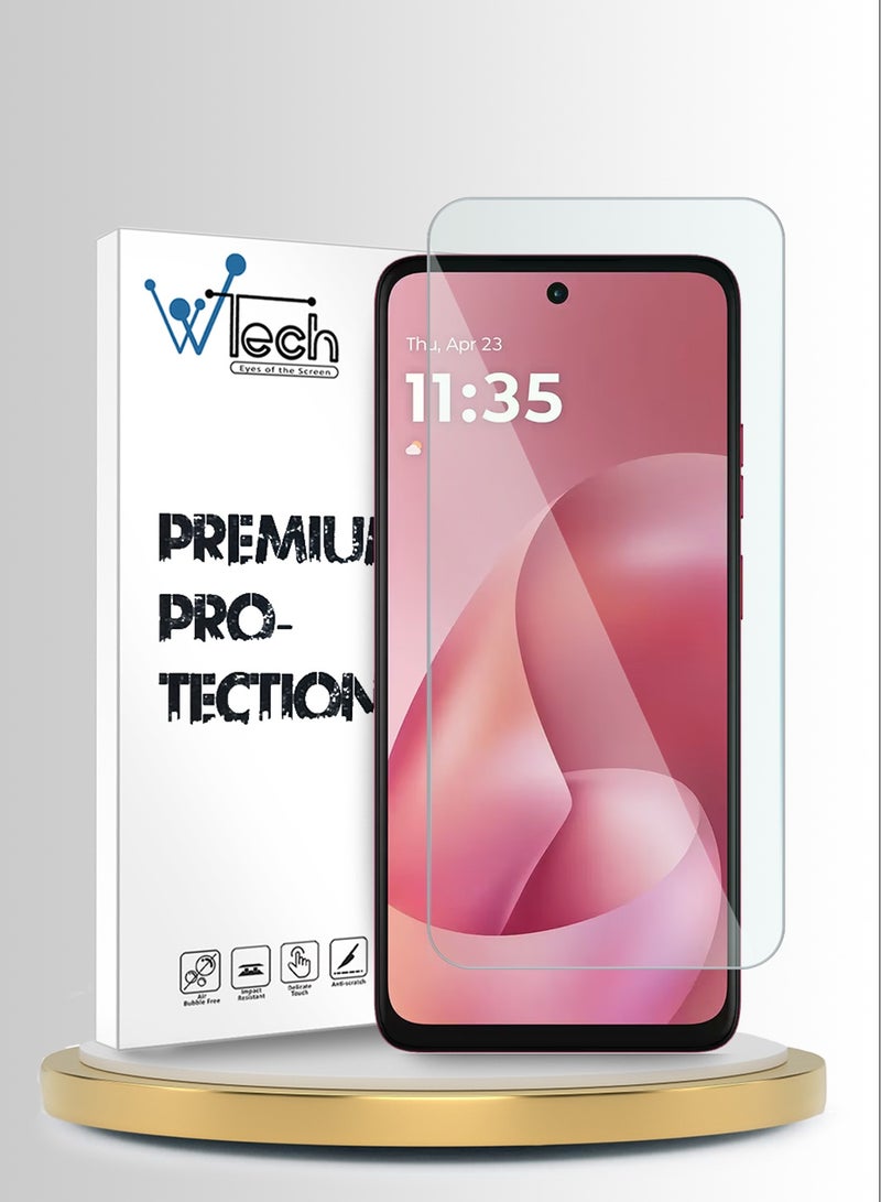 دبليو تيك حامي شاشة زجاجي مقسّى من سلسلة WTech Premium للحواف المنحنية 9H 2.5D لموتورولا موتو G57 باور 5G 2025 (MSG9CN) - شفاف - Image 1